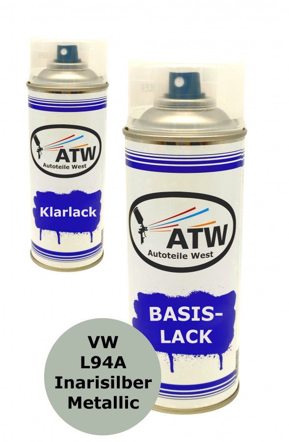 Autolack für VW L94A Inarisilber Metallic+400ml Klarlack Set